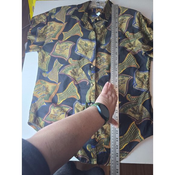 Vintage 90s Duck Print Button Down Blouse | Baroque Preppy | Size 6 - Picture 7 of 9